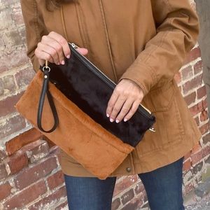 Faux Fur Cross Wristlet Bag